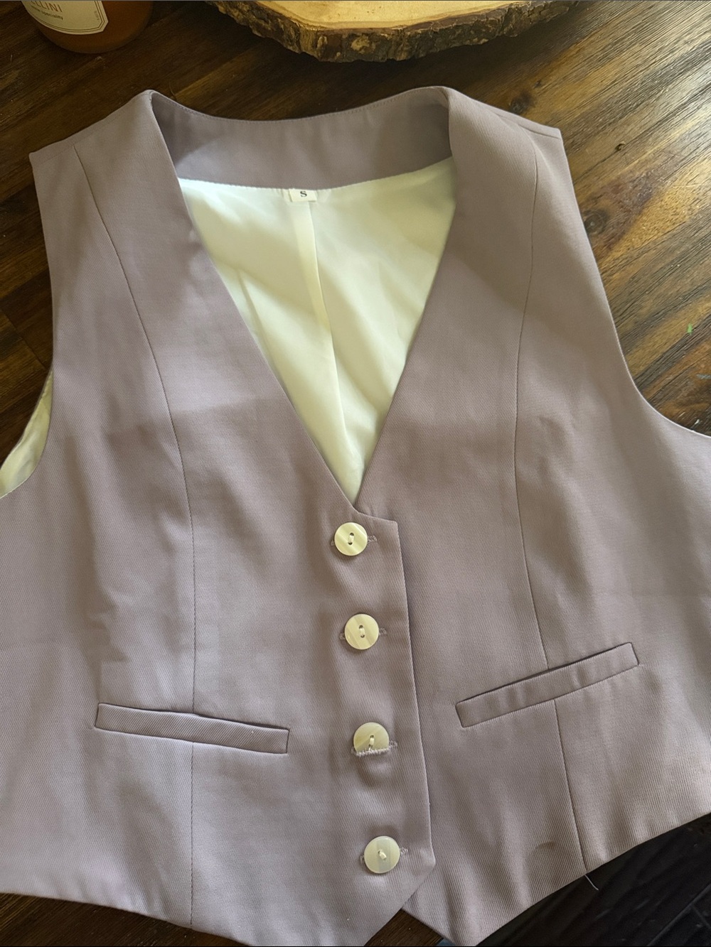Lavender V-Neck Women's Vest - Classic Button Front